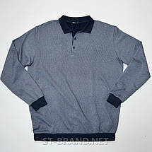 Чоловіча кофта великого розміру (батал) з довгим рукавом та застібкою на ґудзиках - джинсовий колір, фото 2