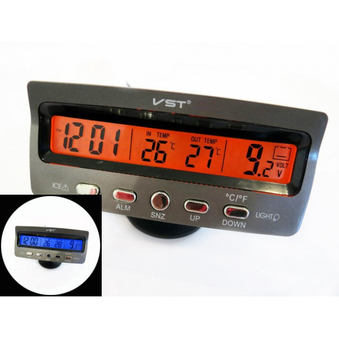 Автомобільний годинник із термометром і вольтметром VST 7045V
