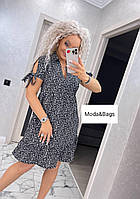 Женское свободное модное стильное летнее платье цвет чёрный р.42/54