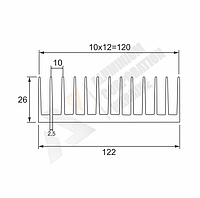 Алюминиевый профиль радиатор 122х26 без покрытия (00-00404182)