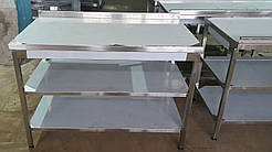 Стіл виробничий 1200х700х850 мм без ДСП борт 2 полиці неіржавка сталь 2,0 мм