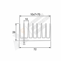 Алюмінієвий профіль радіатор 72х26 - без покриття (00-00404217)
