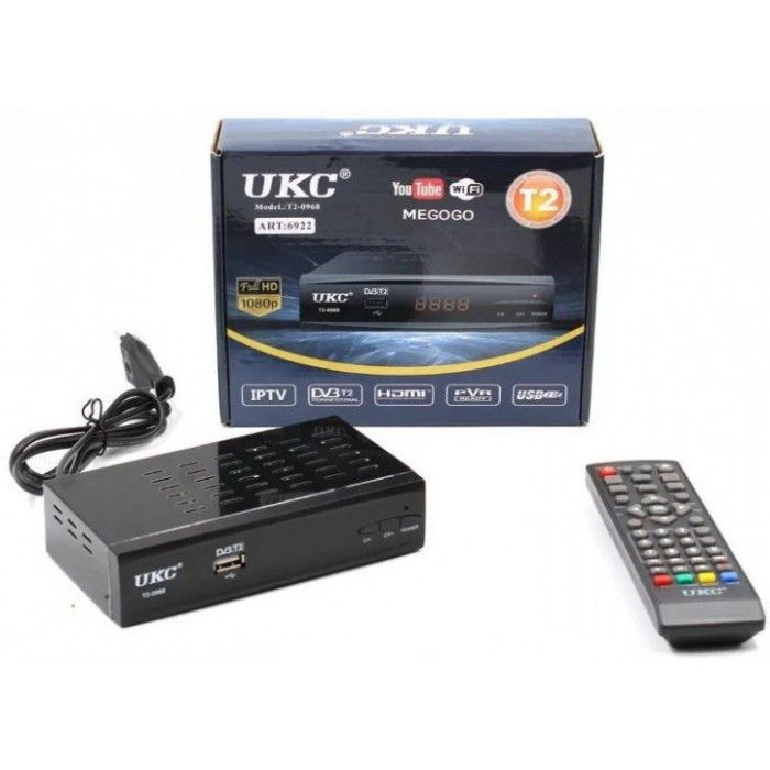 Тюнер UKC DVB T2-0968 з підтримкою wi-fi адаптера