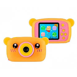 Дитячий цифровий фотоапарат XL 500R Ведмедик Жовтогарячий із рожевим