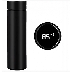 Пляшка термос з індикацією температури для води напоїв сталевий 500 мл Smart CUP Чорний