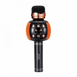 Бездротовий мікрофон караоке блютуз WSTER WS-2911 Bluetooth динамік USB Чорний з жовтогарячим