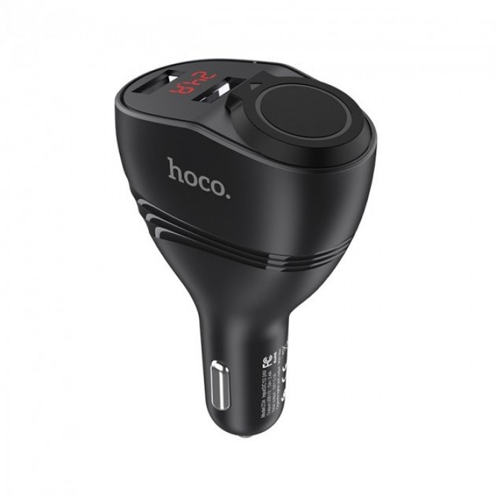 Автомобільна зарядка Hoco Z34 3,1 А (2 USB) дисплей + розгалужувач