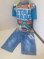 Летний костюм для мальчика джинсовые шорты футболка Звездные Войны 140 - 164