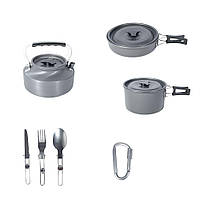 Алюмінієвий туристичний набір посуду GL-31 (каструля,сковорода,чайник та столові прилади)