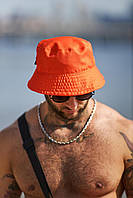 Мужская оранжевая панама коттоновая универсальная летняя , Однотонная панамка оранжевая стильная