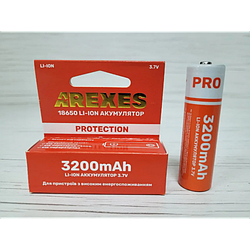 Літій-іонний акумулятор Arexes 18650 Li-Ion 3200 mAh, 3.7V для приладів із високим енергоспоживанням захист