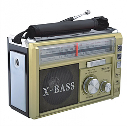 Радіоприймач колонка з радіо FM USB MicroSD і ліхтариком Golon RX-381 на акумуляторі Золотий