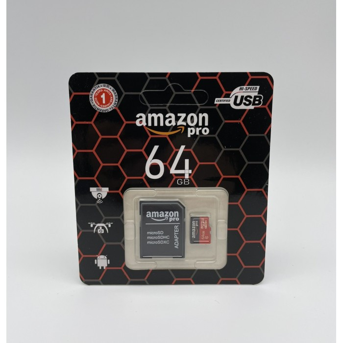 Високошвидкісна карта пам'яті micro SD AMAZON Pro 64 GB class 10 з кишенею