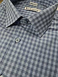 Чоловіча сорочка з коротким рукавом в клітинку блакитного кольору, з двома кишенями, фото 2