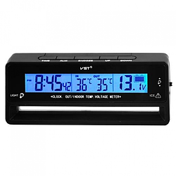 Автомобільний годинник із термометром і вольтметром VST-7010V Синій підсвітка