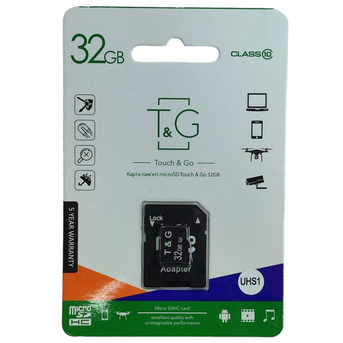 Картка пам'яті T&G microSDHC 32Gb UHS-1 (Class 10) + Adapter SD