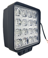 LED (Лед) фара квадратная 48W, (16 диодов х 3 ват = 48 Ват), широкий луч 10/30V 6000K 2404 топ !