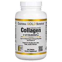 Препарат для суставов и связок California Gold Nutrition Hydrolyzed Collagen + Vitamin C, 250 таблеток EXP