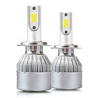 C6 Лампа светодиодная цоколь H3 (к-кт 2 шт) 12V, 36W, 3800Lm + вентилятор (авиац. алюмин.) 2404 топ !