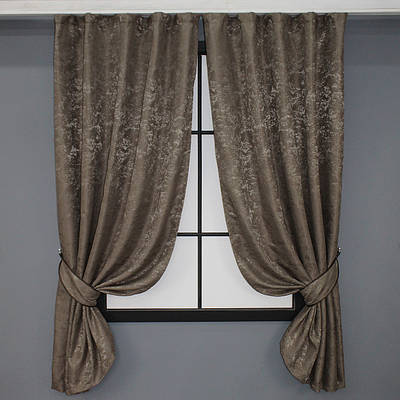 Комплект (2шт. 1,3х1,7м.) коротких штор, льон мармур колекція "Pavliani". Колір какао. Код 1372ш 35-0062