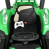 ВЕЛИКИЙ дитячий трактор - електромобіль з причепом та дахом Bambi, зелений, фото 6