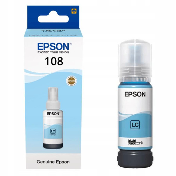 Оригінальне чорнило Epson 108 EcoTank L8050/L18050 Light Cyan (Світло Синій) (C13T09C54A) 70 мл