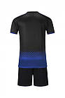 Футбольна форма для підлітків з коротким рукавом Europaw чорна з синім якісна та комфортна тканина, фото 4