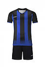 Футбольна форма для підлітків з коротким рукавом Europaw чорна з синім якісна та комфортна тканина, фото 3