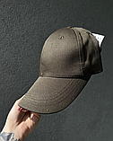 Крута чоловіча однотонна бейсболка хакі з липучкою без малюнка, фото 4