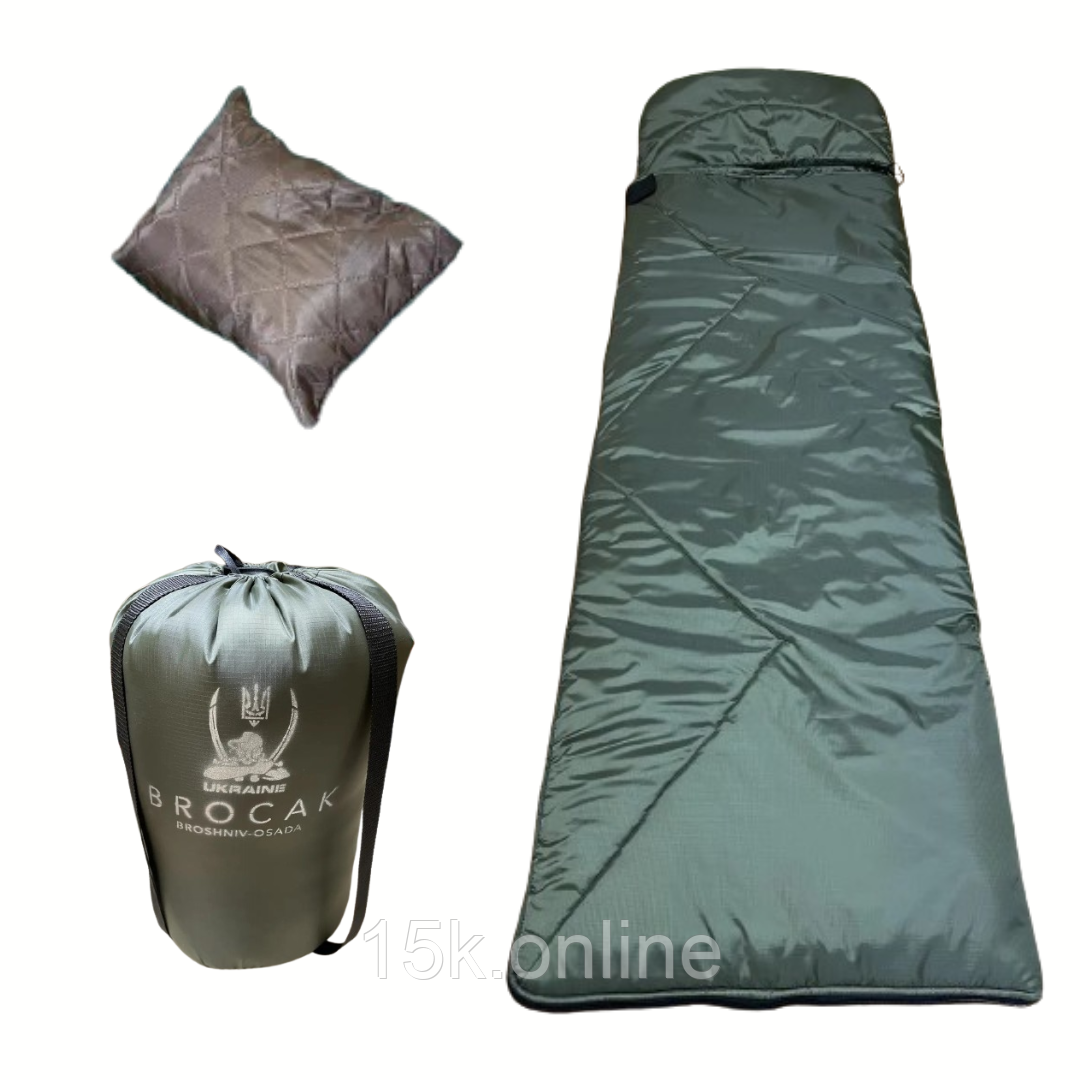 Літній Спальний мішок хакі Ріп-Стоп 220 х 75 легкий спальник ковдра літній для ЗСУ, фото 1