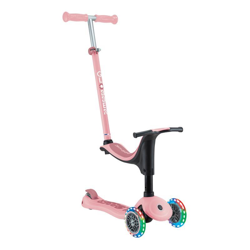 GLOBBER - Самокат серії GO UP SPORTY пастельно-рожевий, до 20/50кг, 1+, колеса що світяться
