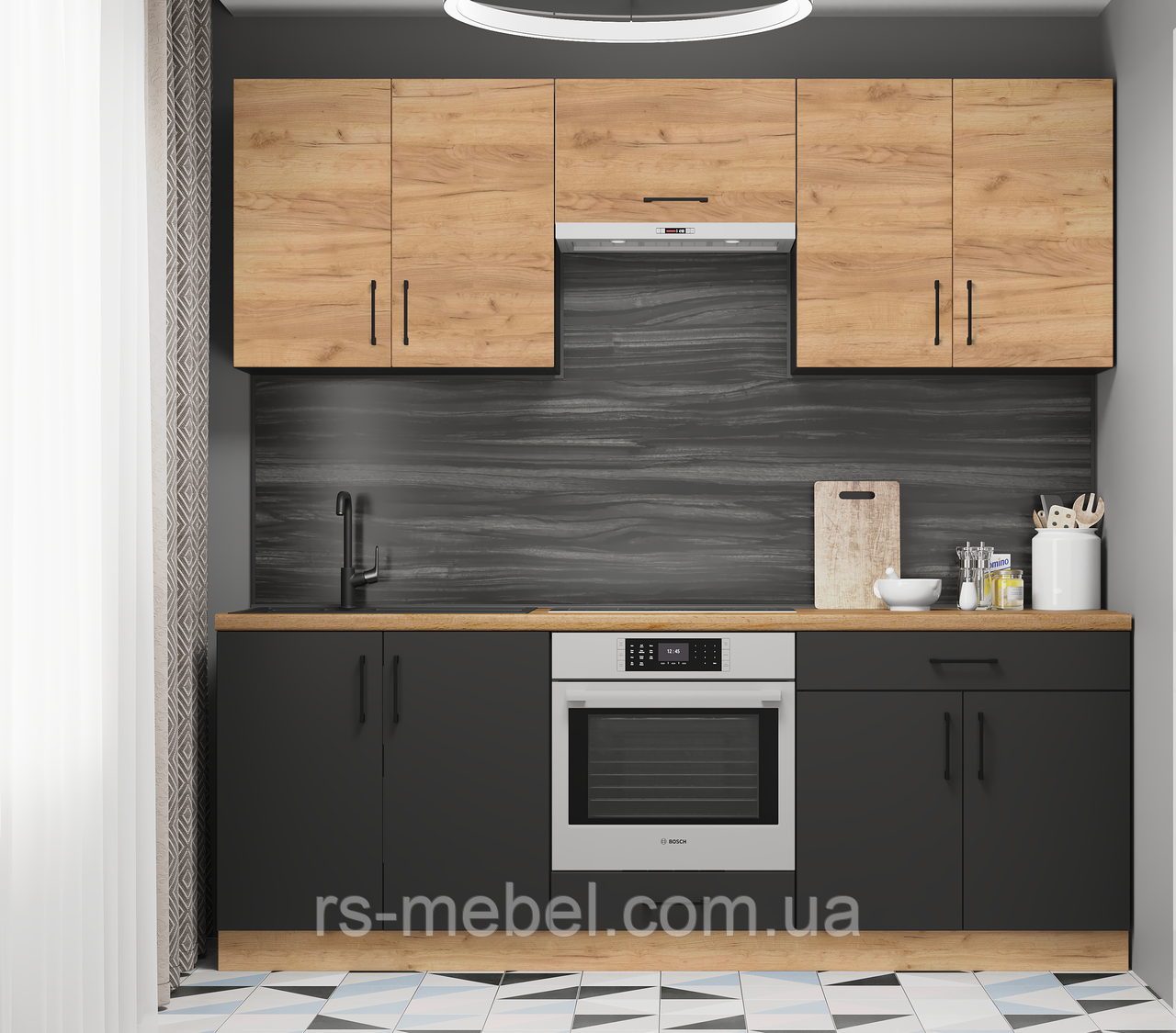 Кухня К-8 (2,2 м/пог.) крафт золотий / антрацит (Еверест), фото 1