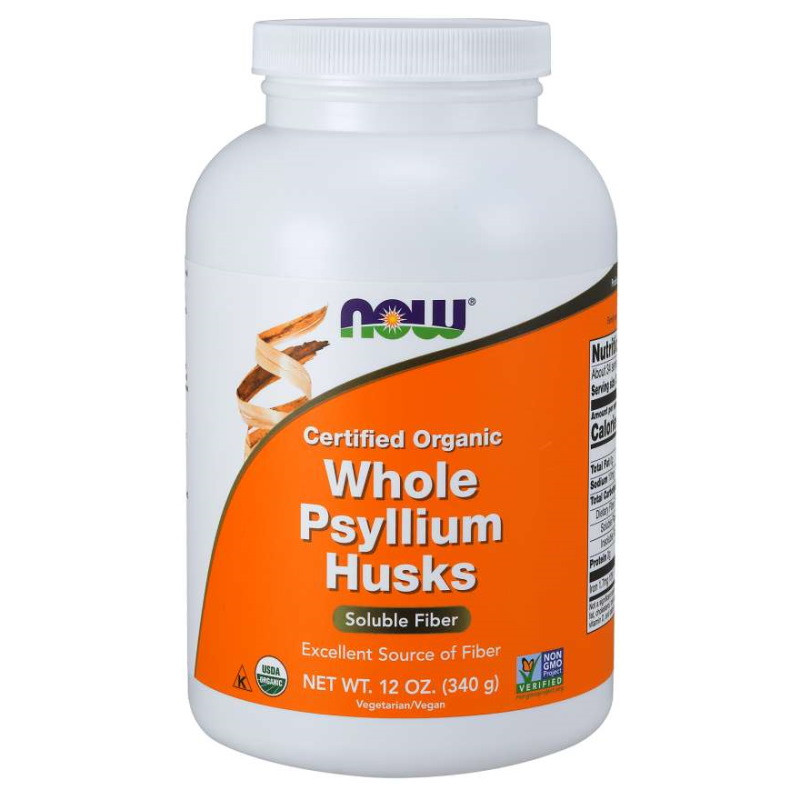Натуральна добавка NOW Organic Whole Psyllium Husks, 340 грам EXP