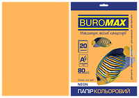 Бумага цветная А4 80г/м2 20л Neon BuroMax BM.2721520-11 оранжевая