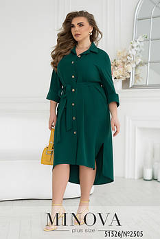 Легка жіноча сукня-сорочка з поясом та рядом ґудзиків з 46 по 68 розмір