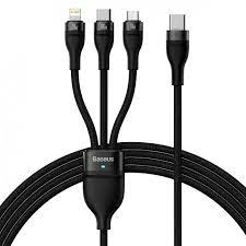 Кабель Baseus Flash Series Ⅱ One-for-three Fast Charging Cable Type-C to M+L+C 100 W 1.5 m Black (CASS030201)