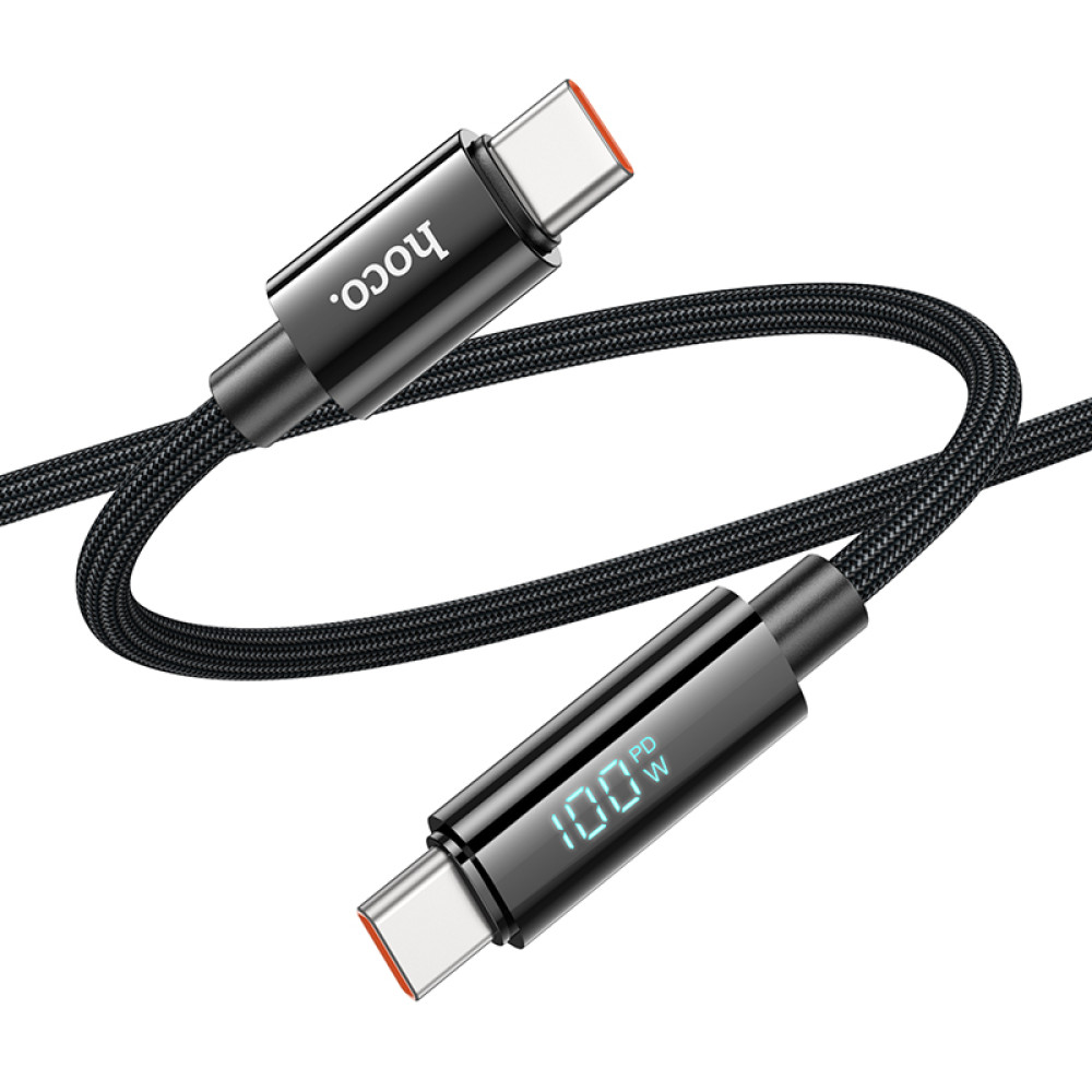 Кабель HOCO U125 Benefit 100W charging data cable with display Type-C to Type-C 2.4 А 1.2m  Чорний