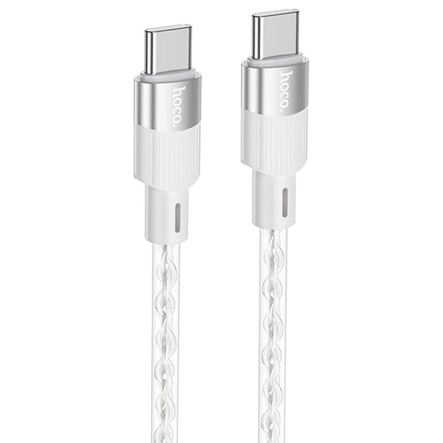 Кабель Hoco X99 Crystal junction 60W silicone charging data cable Type-C to Type-C 3A 1.2m  Gray