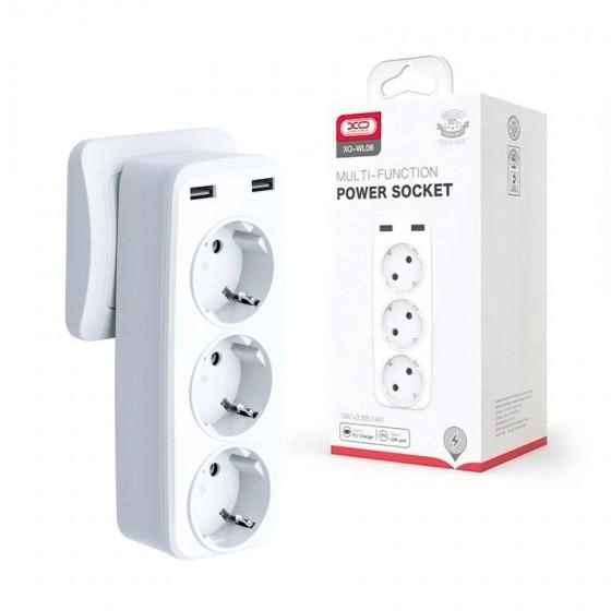 Фільтр мережі XO WL08 EU Smart Wall Plug Conversion Socket (3AC+2USB 2.4A) White