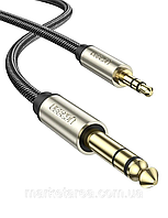 Соединительный аудио кабельUGREEN AV127 3.5mm to 6.35mm TRS Stereo Audio Cable 3m Gray (10629)