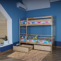 Двухъярусная кровать детская с ящиками babyson 4 лаковая 80x190см