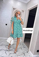 Женское свободное модное стильное летнее платье цвет зелёный р.52
