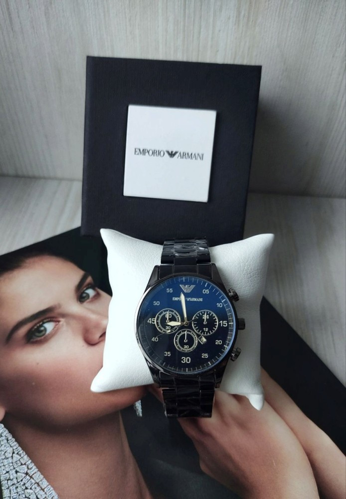 Мужские наручные часы Armani в коробке black высокое качество - фото 2 - id-p2193392645