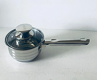 Ківшик із кришкою неіржавка сталь unique un-5051 0 8 л Ківш із ручкою 0.8 л для готування з багатошаровим дном