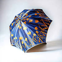 Зонт-тростина синя з квітоами сатинова  Zest 51644_satin