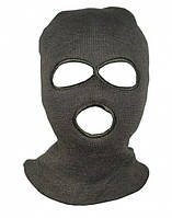 Шлем маска вязанная на флисе с прорезью для глаз и рта черная, М-10