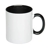 Чашка для сублімації чорна всередині з чорною ручкою S003 330 мл (Black)