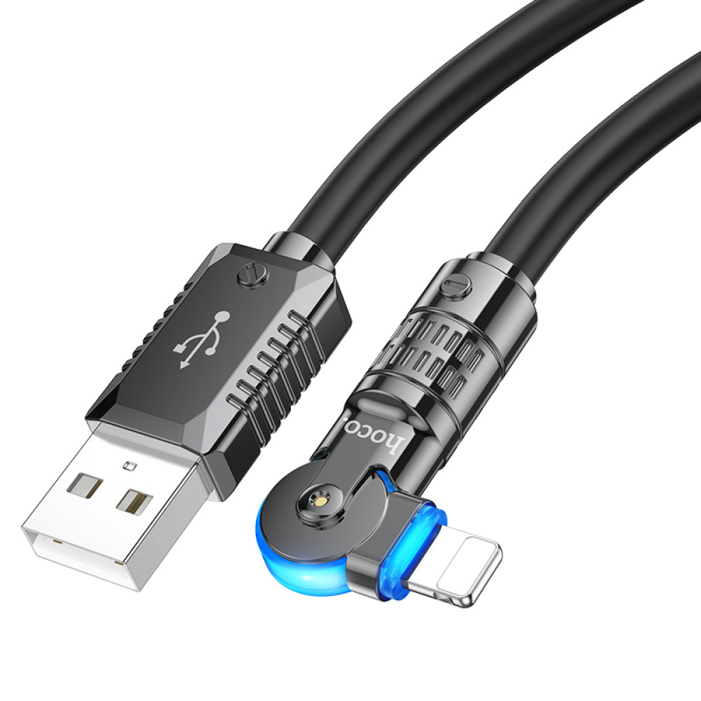 Кабель HOCO U118 Lightning Triumph PD rotating charging data cable 2.4A 1.2m  black