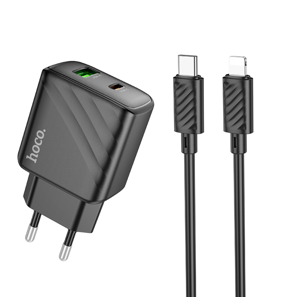 Мережевий зарядний пристрій HOCO CS23A Sunlight dual port PD30W+QC3.0 charger(EU) black