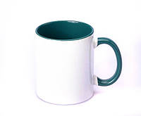Чашка для сублимации внутри зеленая S003 330 мл ( Handle Dark Green)